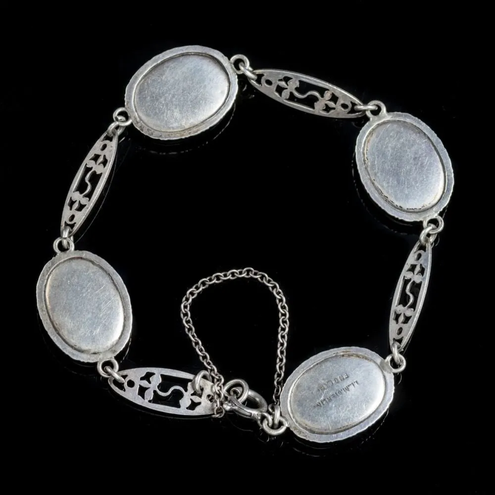 Art Deco Palm Beach Bracelet Butterfly Wing Silver Thomas Mott Circa 1920