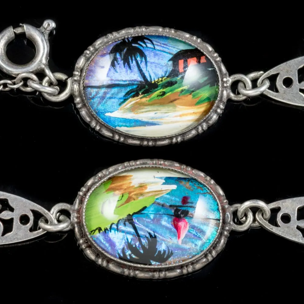 Art Deco Palm Beach Bracelet Butterfly Wing Silver Thomas Mott Circa 1920