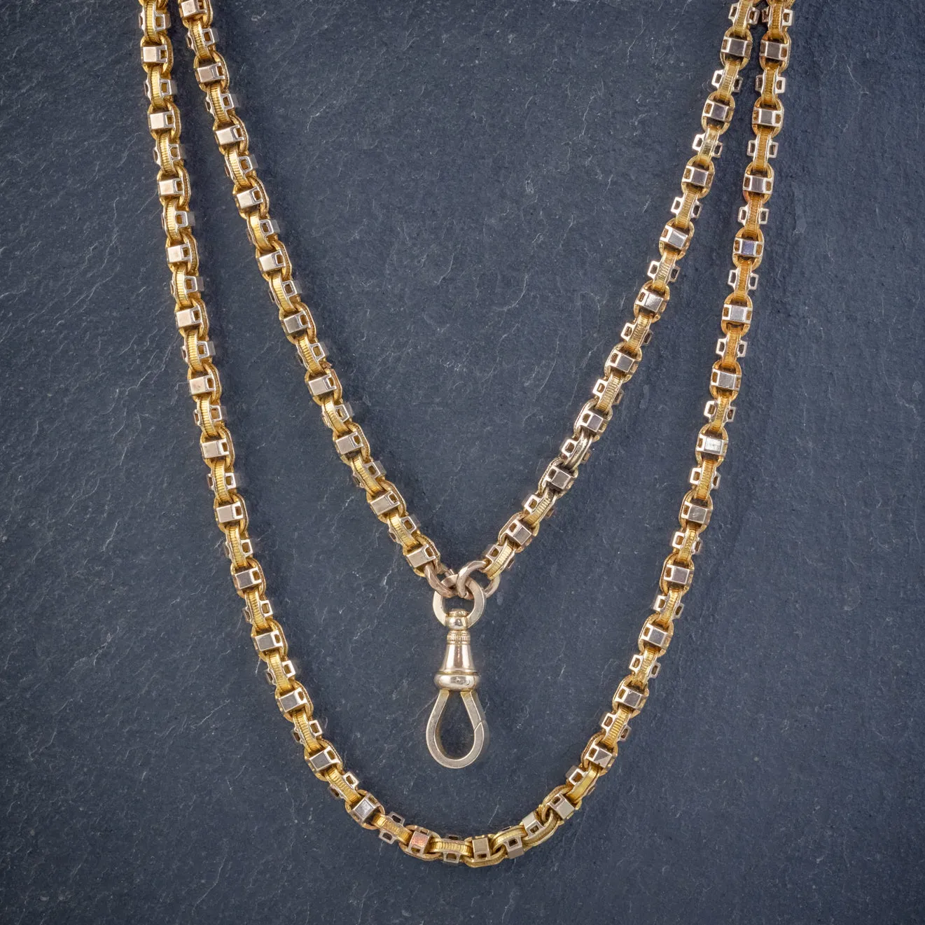 Art Deco Solid 18Ct Gold Guard Chain 58 Grams Circa 1920