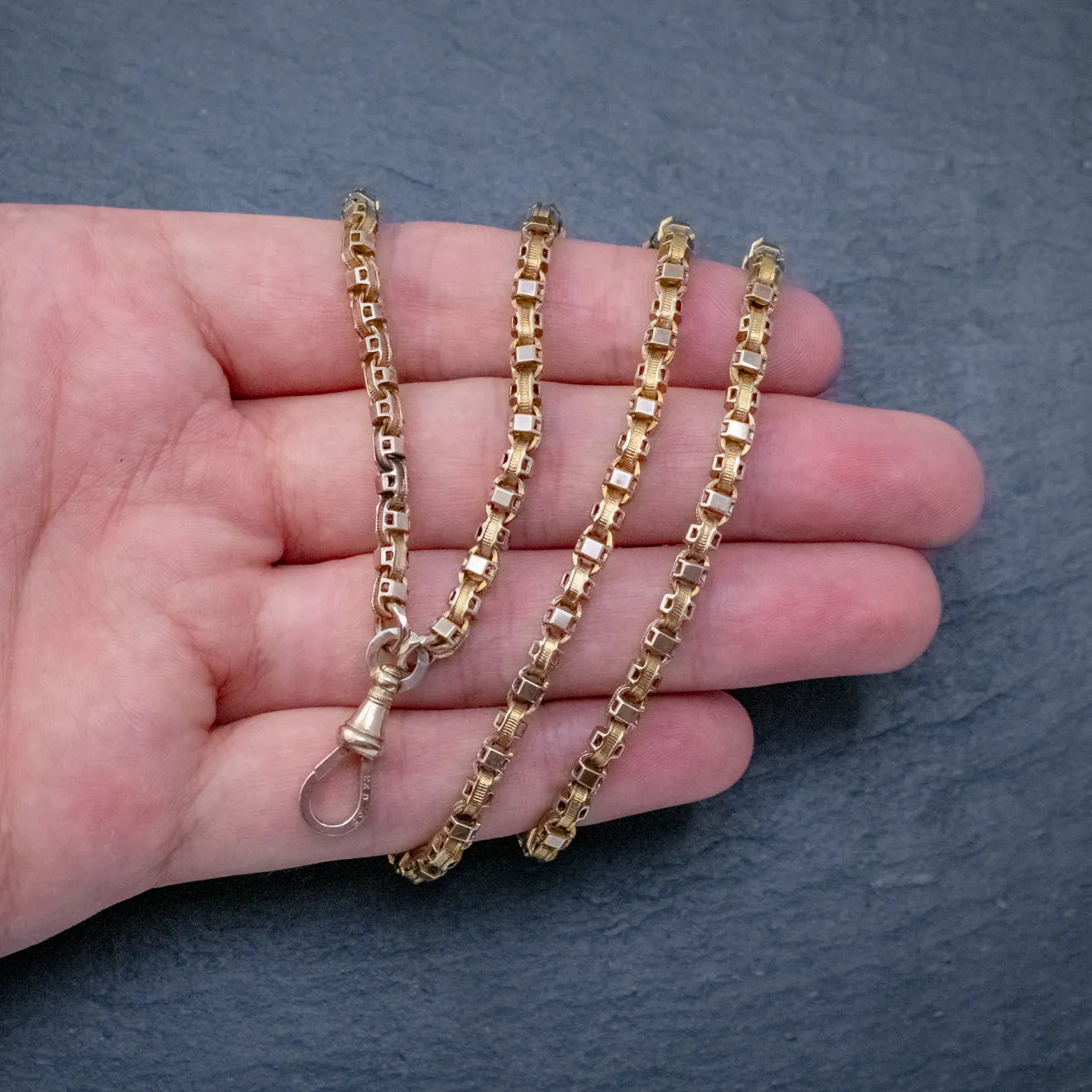 Art Deco Solid 18Ct Gold Guard Chain 58 Grams Circa 1920