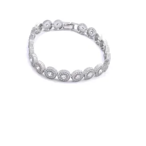 Ashley Gold Sterling Silver Art Deco Circle CZ Tennis Bracelet