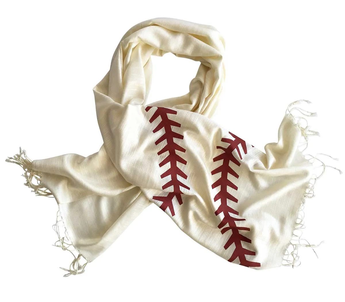 Baseball Stitching Scarf. Silkscreened Linen weave pashmina