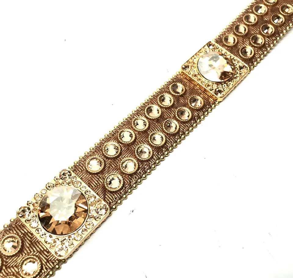 b.b. Simon Big Block Gold Crystal Belt