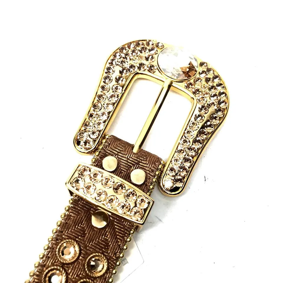 b.b. Simon Big Block Gold Crystal Belt