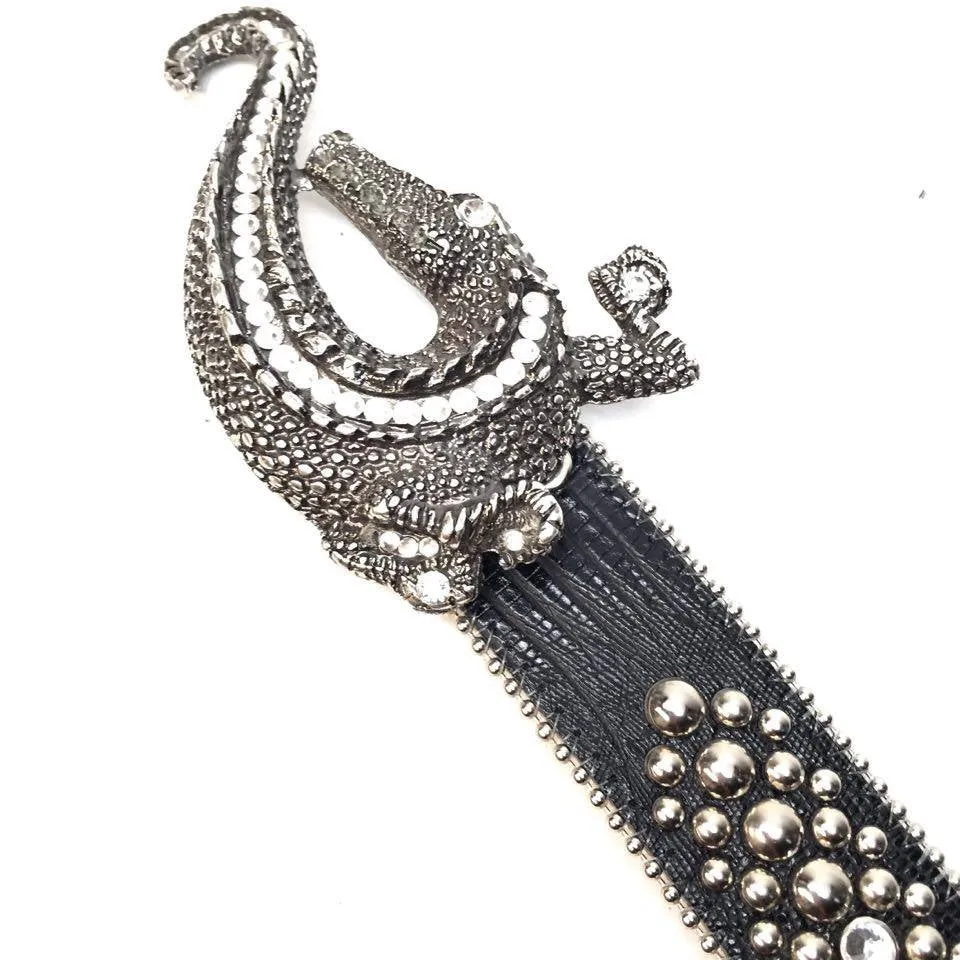 b.b. Simon Black Lizard Crystal Belt