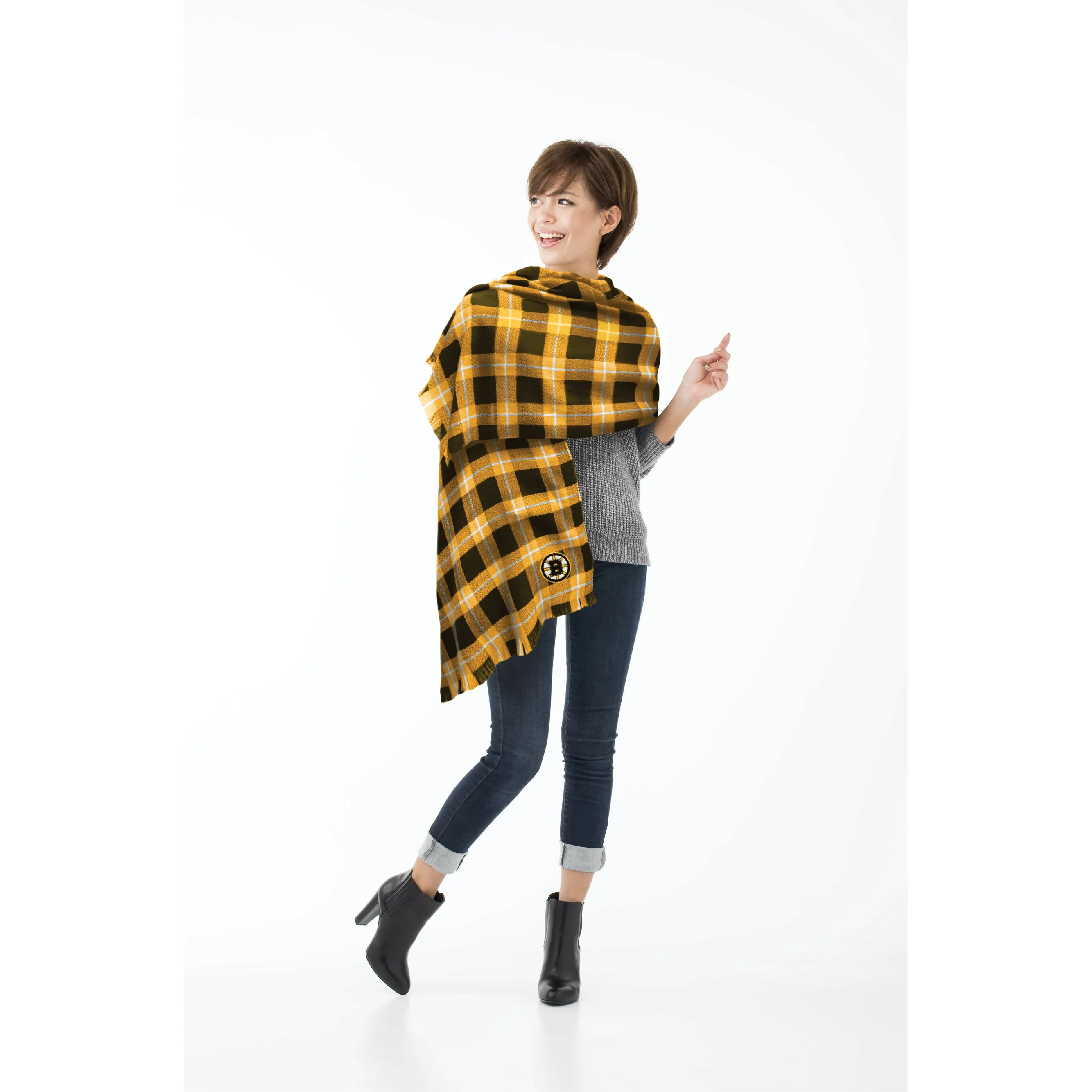 Boston Bruins Plaid Blanket Scarf