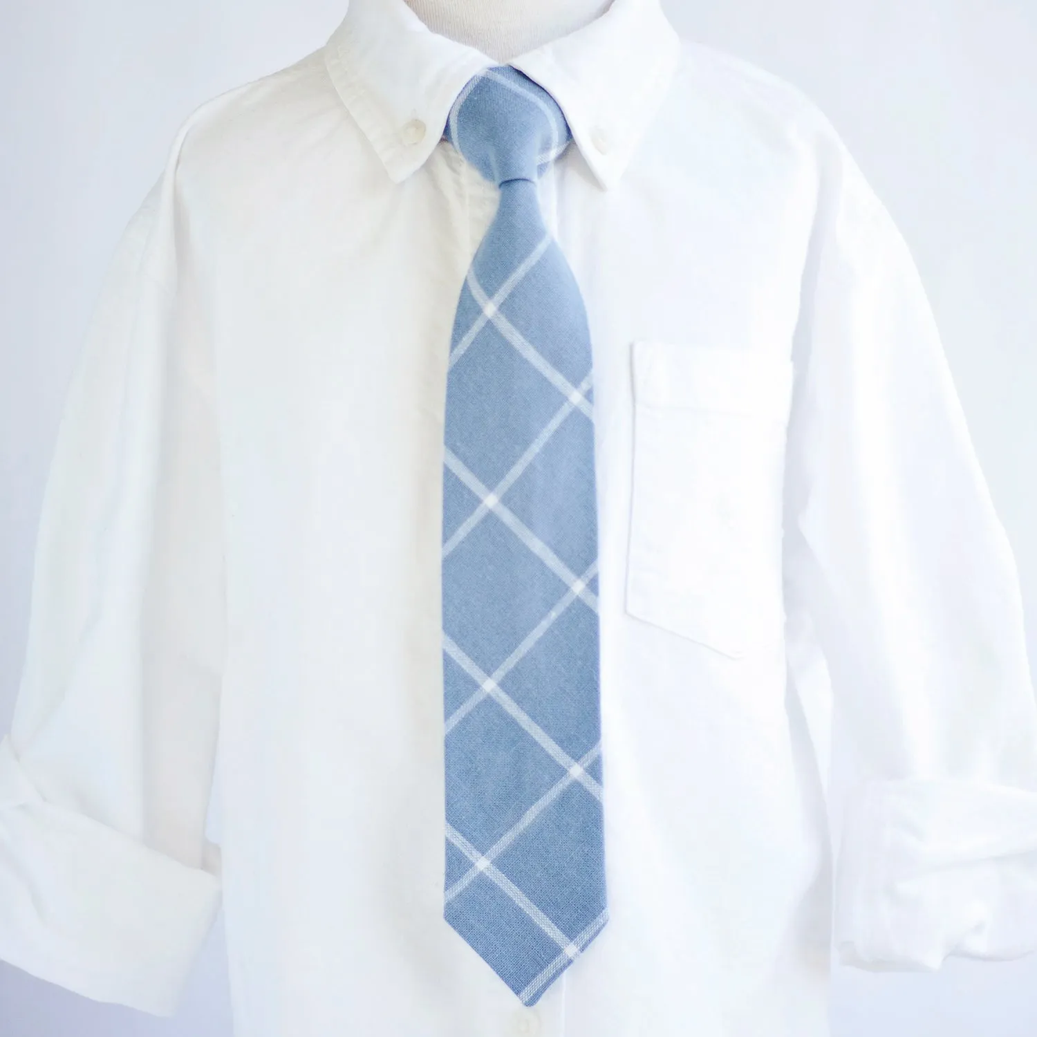 Boy's Pocket Square / Chambray Linen Window Pane