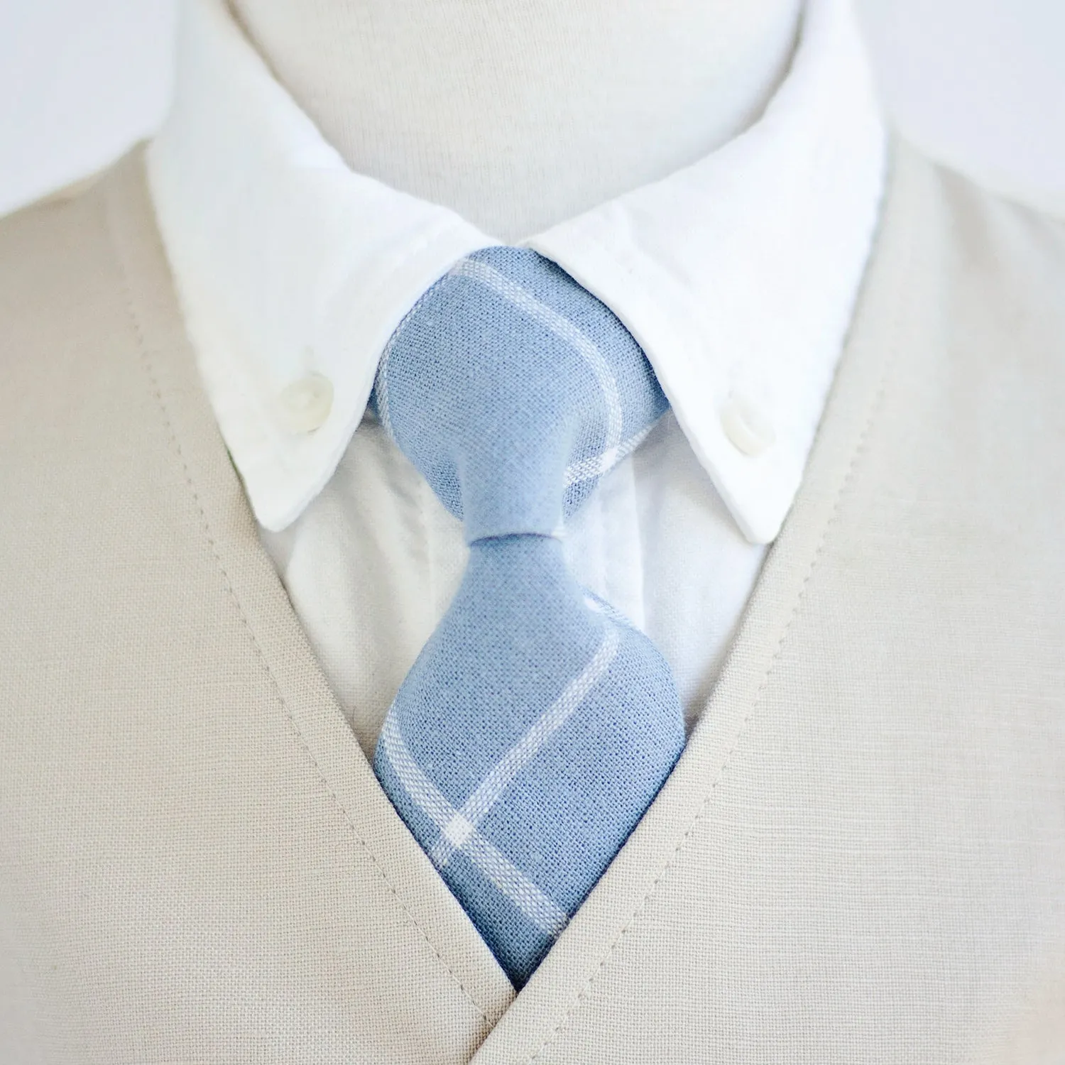 Boy's Pocket Square / Chambray Linen Window Pane