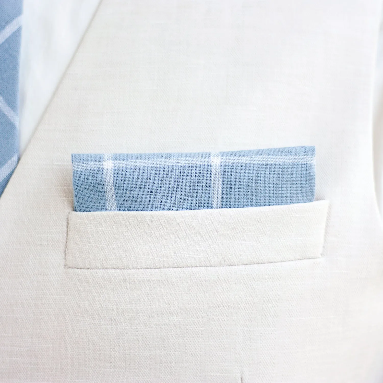 Boy's Pocket Square / Chambray Linen Window Pane