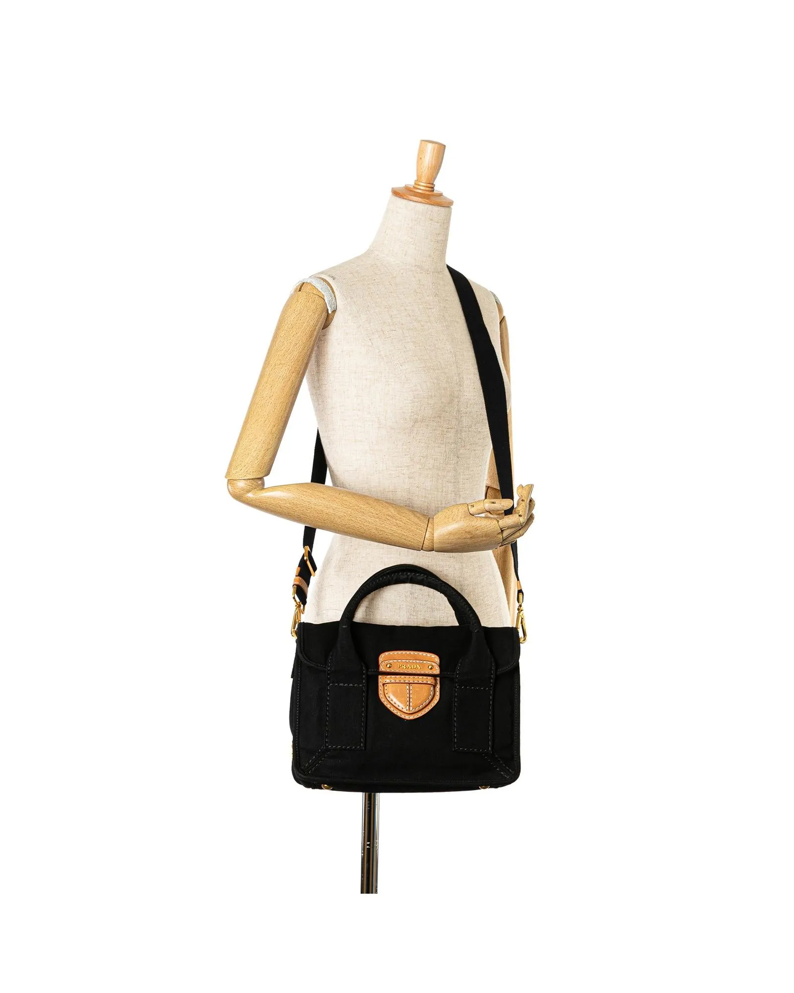 Canvas Satchel with Rolled Handles and Detachable Strap