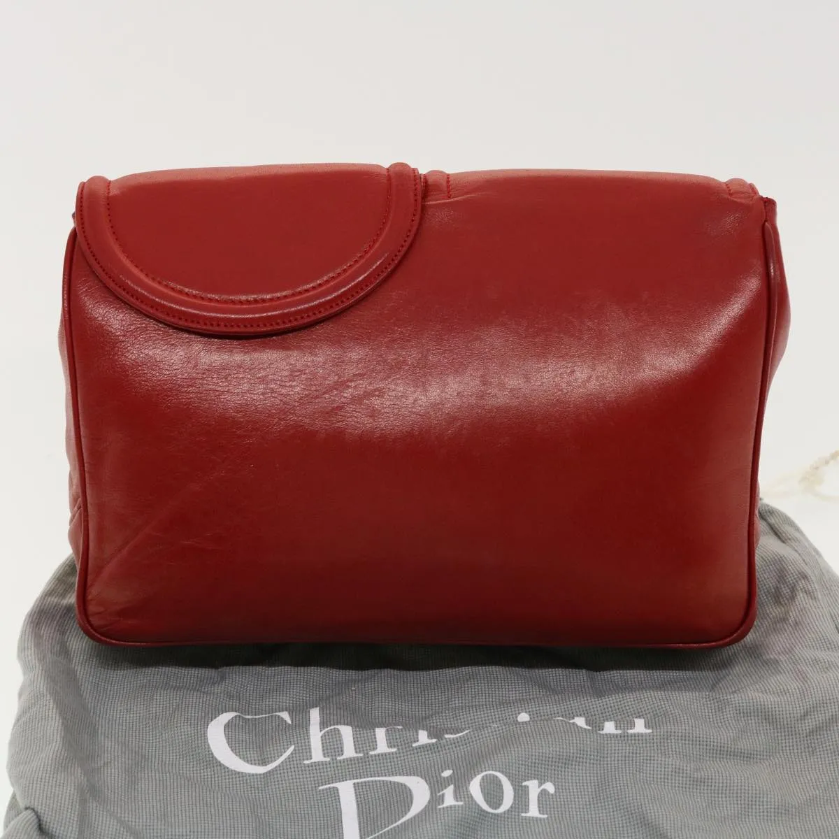 CHRISTIAN DIOR Clutch Bag Leather Red Auth bs5260