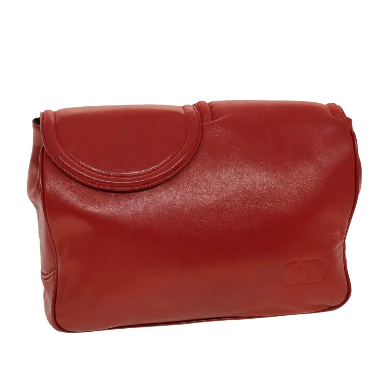 CHRISTIAN DIOR Clutch Bag Leather Red Auth bs5260