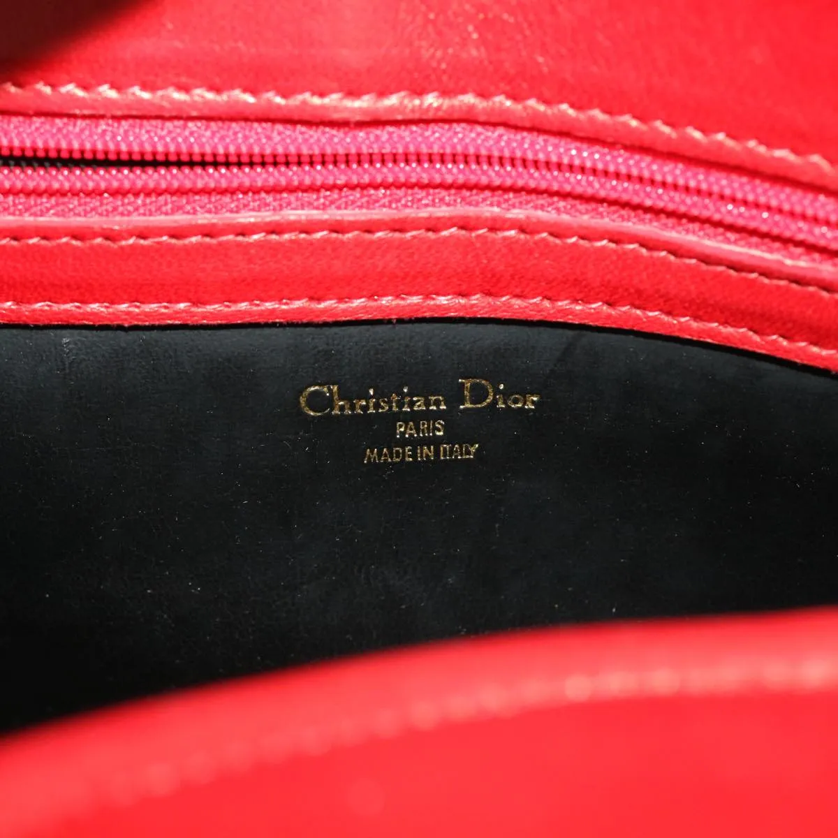 CHRISTIAN DIOR Clutch Bag Leather Red Auth bs5260