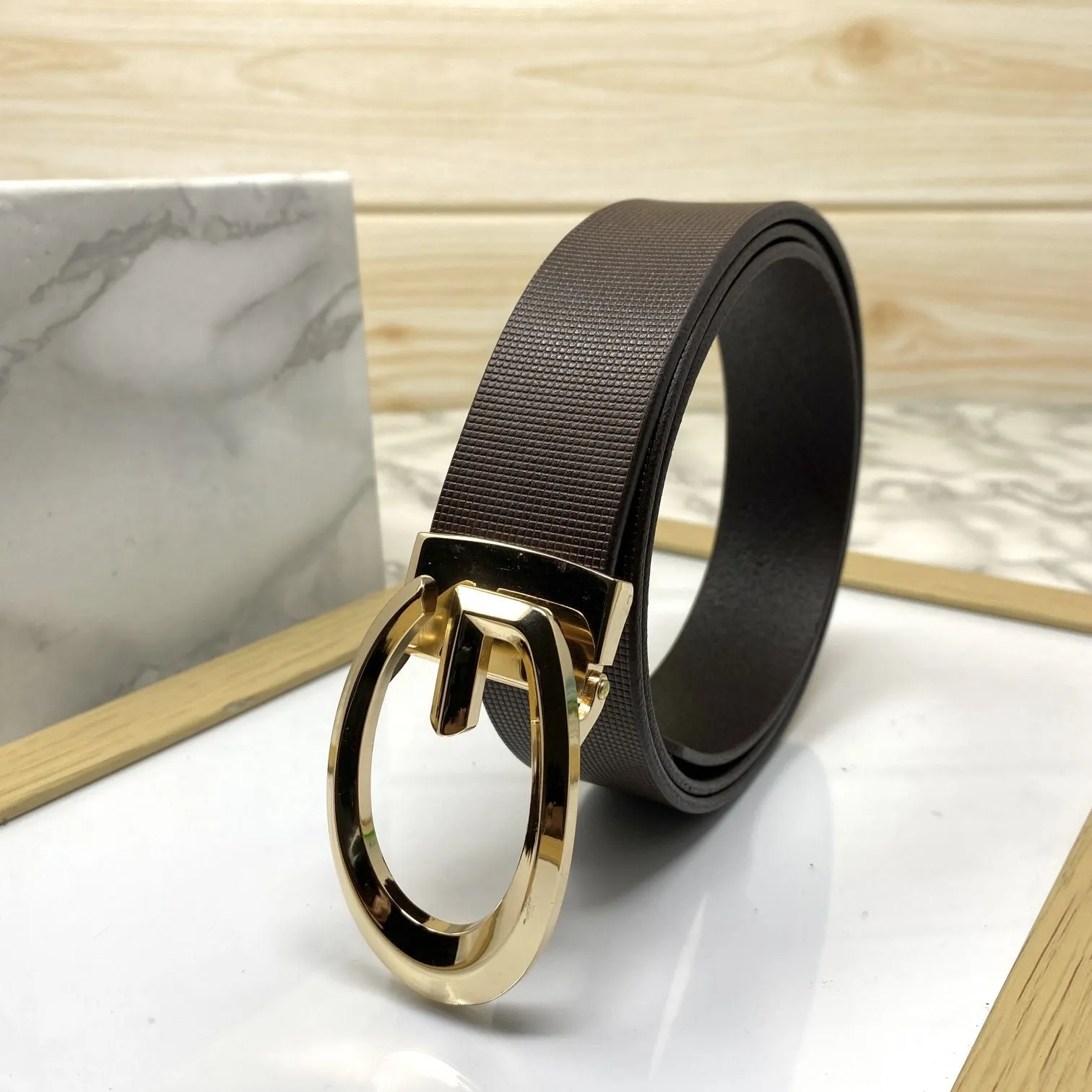 Classic G-Pattern Formal and Casual Leather Strap Belt -JonasParamount