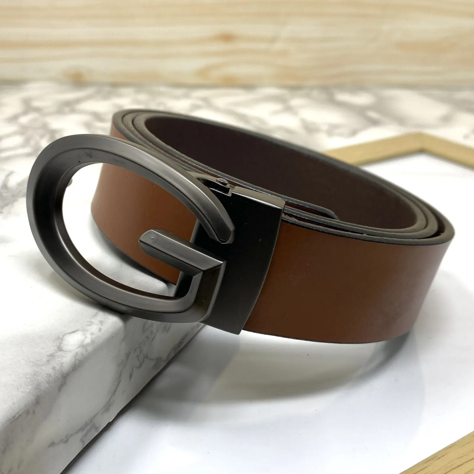 Classic G-Pattern Formal and Casual Leather Strap Belt -JonasParamount