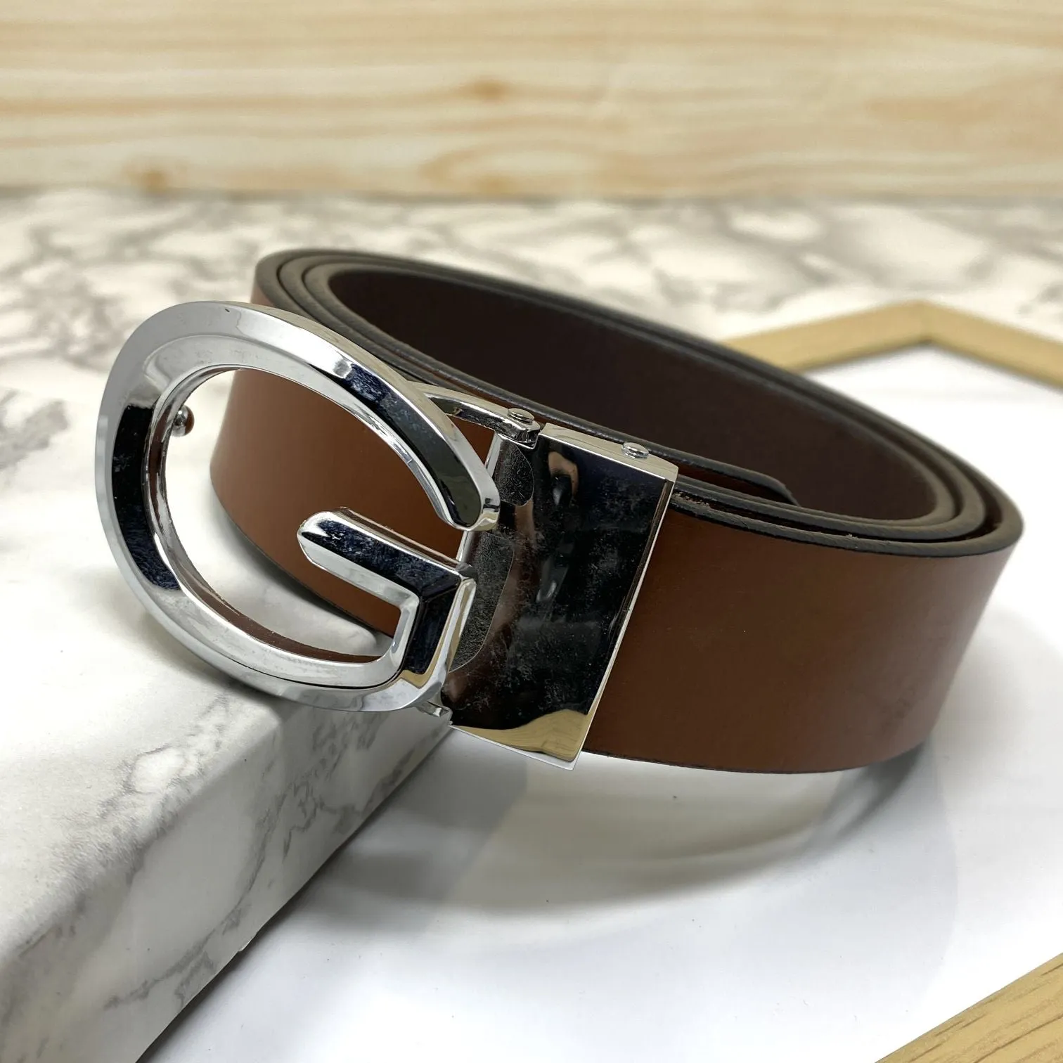 Classic G-Pattern Formal and Casual Leather Strap Belt -JonasParamount