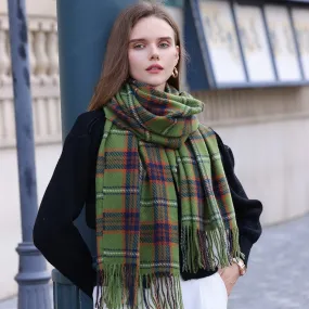 Contrast Color Plaid Tassel Winter Imitation Cashmere Scarf