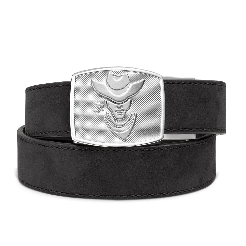 COWBOY BUCKLE | BLACK BUFFALO LEATHER GUN BELT