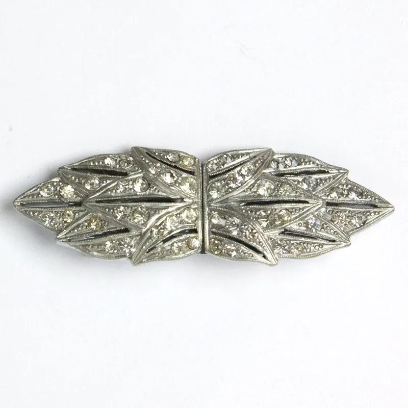 Diamanté French Art Deco Dress Clips or Brooch