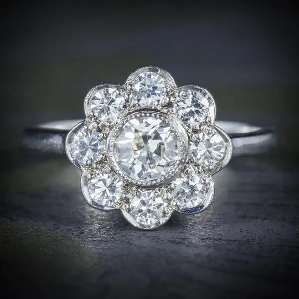 Diamond Cluster Ring 1.80Ct Of Diamond 18Ct White Gold