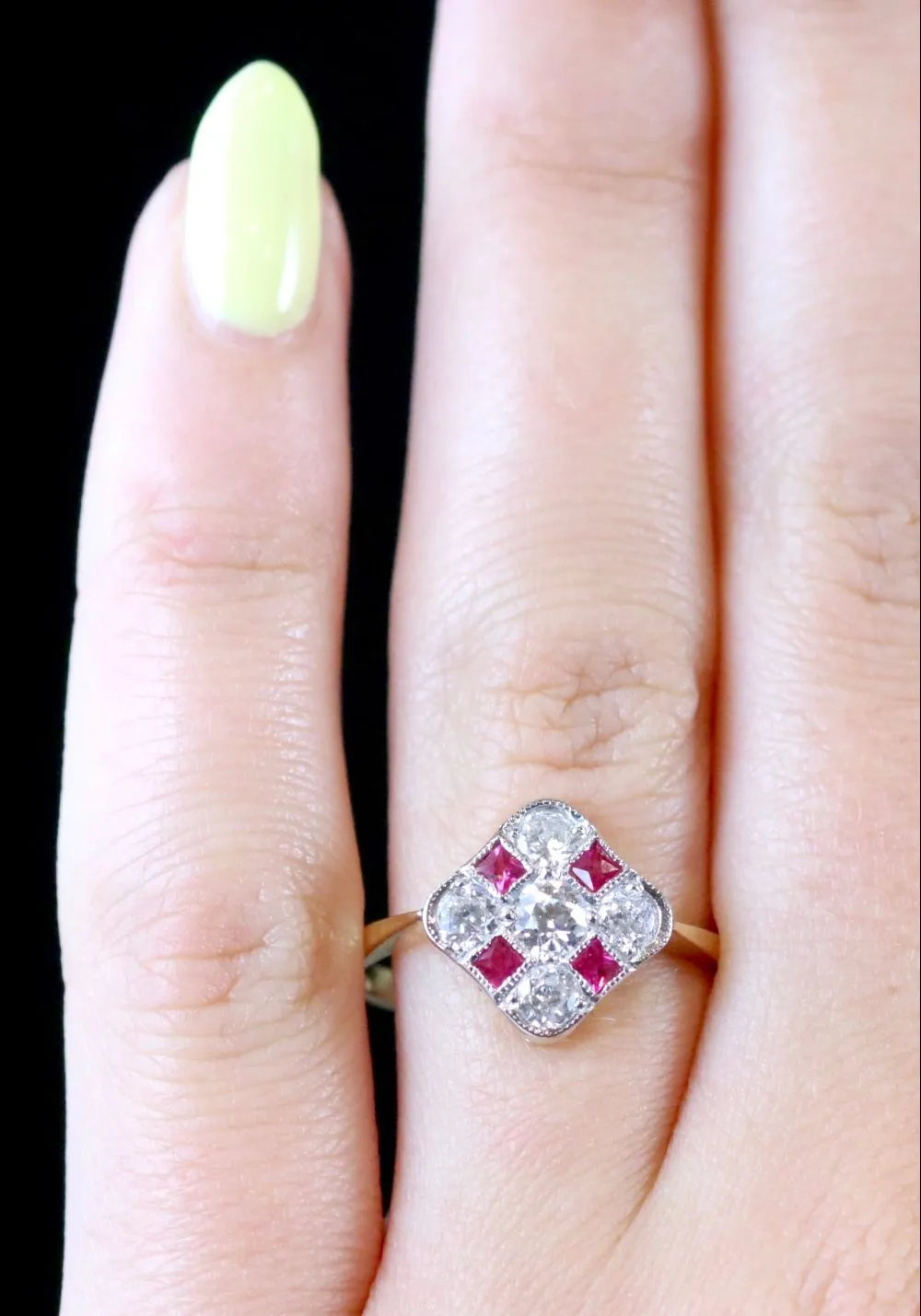 Diamond French Ruby Ring 18Ct Gold Ring