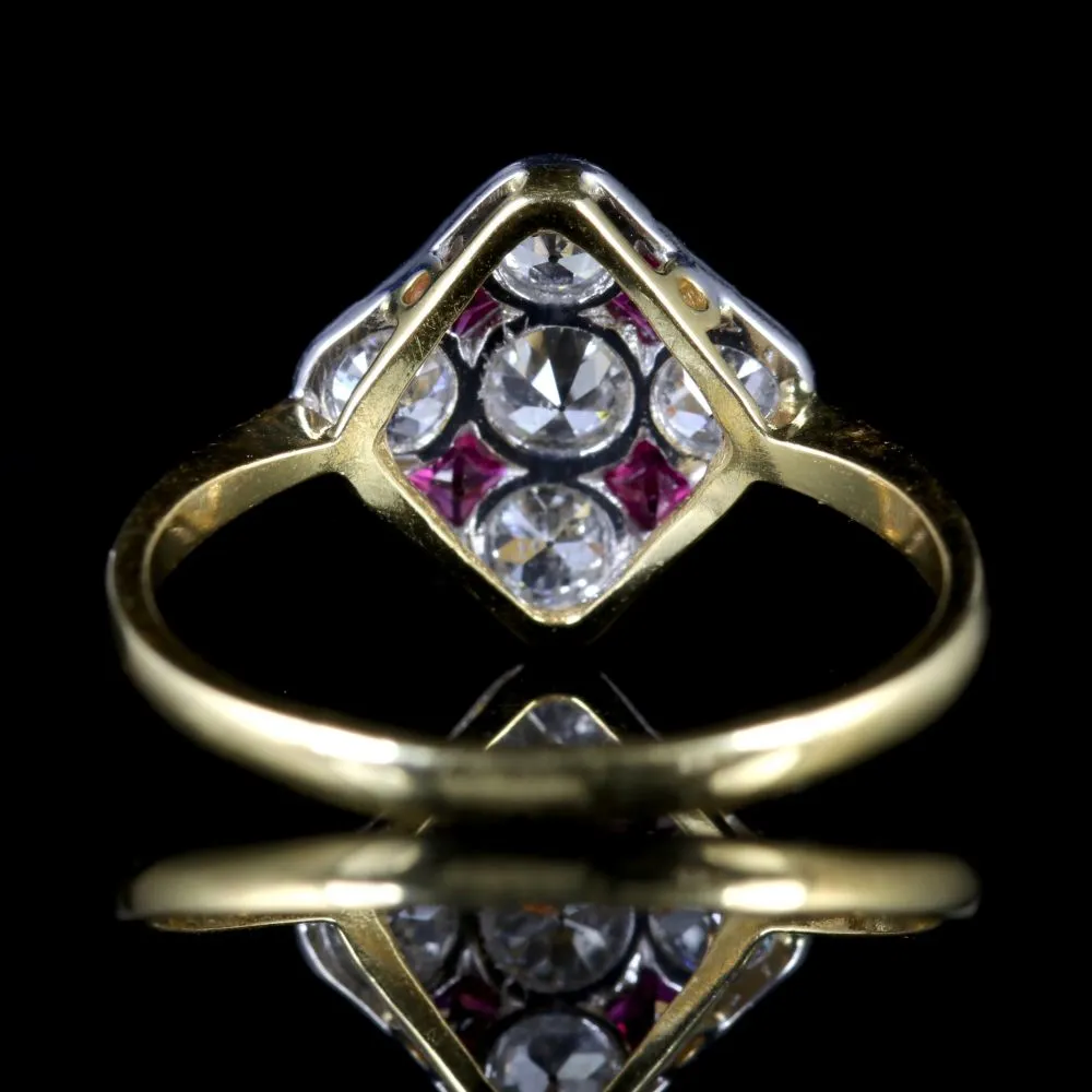 Diamond French Ruby Ring 18Ct Gold Ring