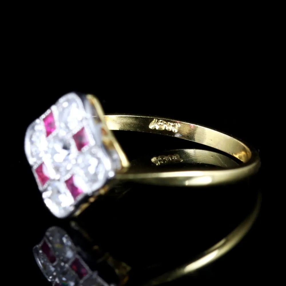 Diamond French Ruby Ring 18Ct Gold Ring