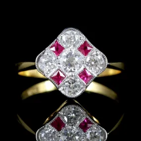 Diamond French Ruby Ring 18Ct Gold Ring