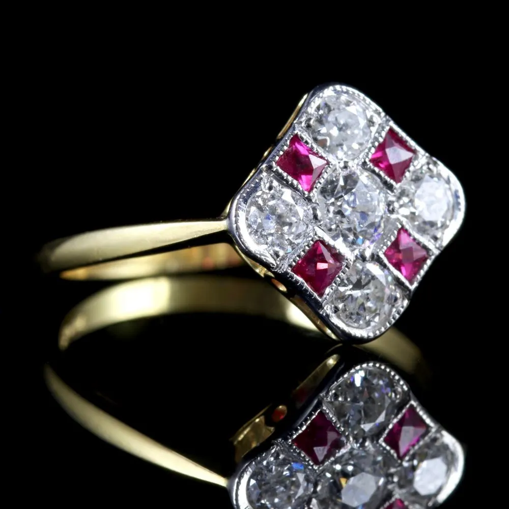 Diamond French Ruby Ring 18Ct Gold Ring