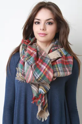 Dusky Multicolor Plaid Square Scarf