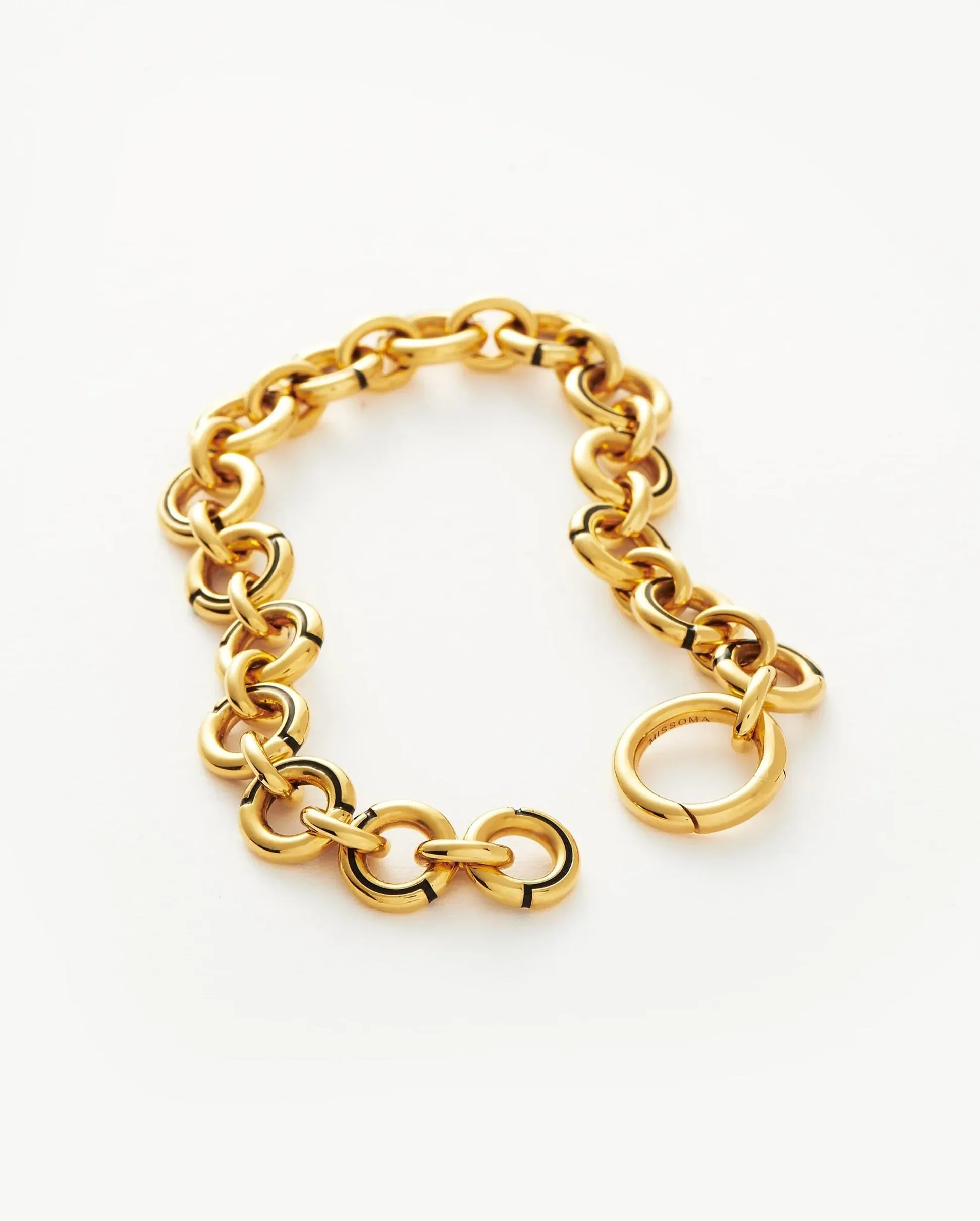 ENAMEL BYLINE LINK CHUNKY CHAIN BRACELET / GOLD