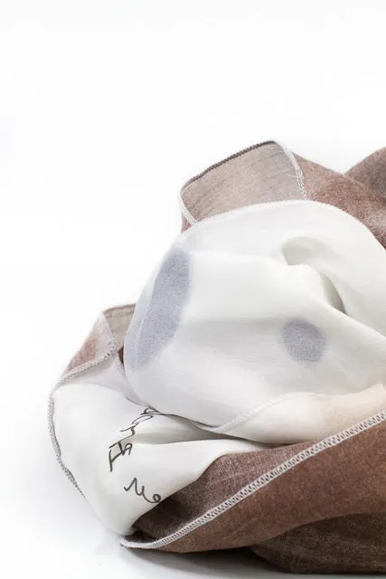 Ethereal Mixed Silk Infinity Scarf: Eggshell and Mauve