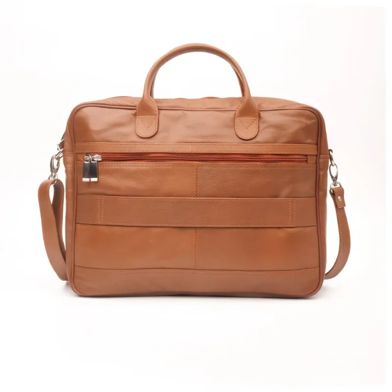 Executive Tan Leather Laptop Bag