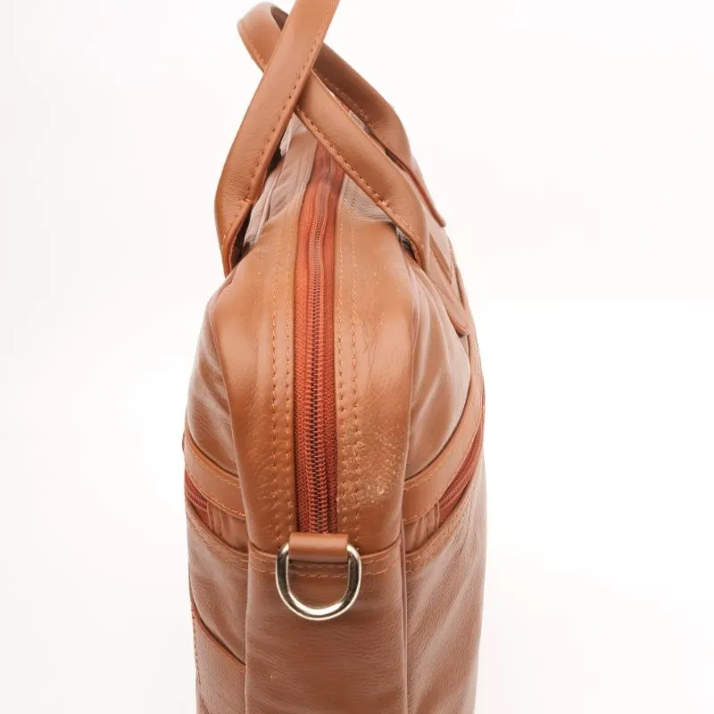 Executive Tan Leather Laptop Bag