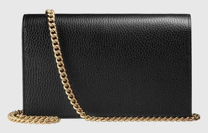 GG Marmont Leather Mini Chain Bag, Black