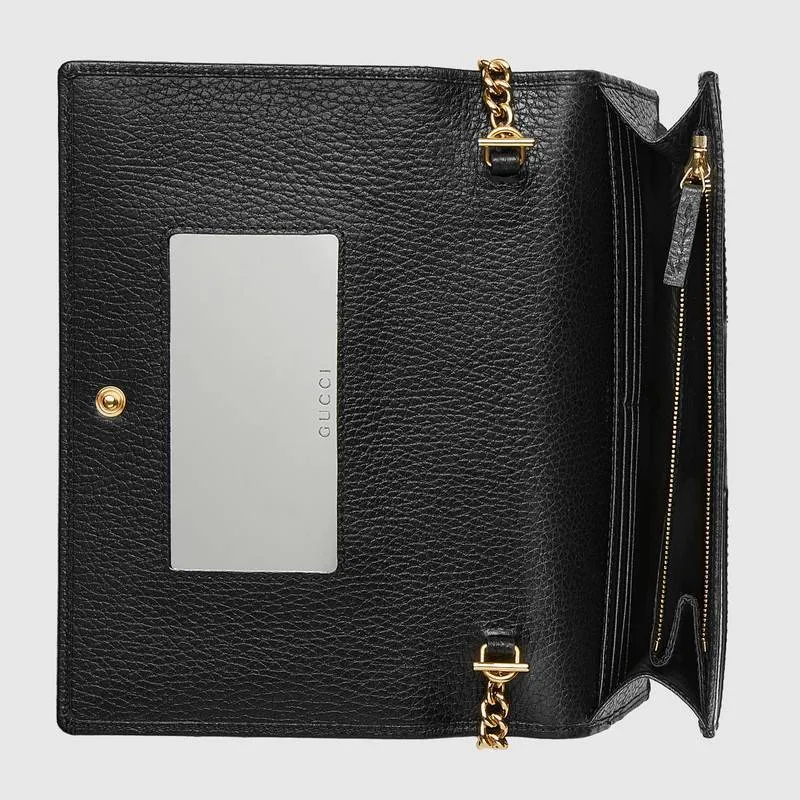 GG Marmont Leather Mini Chain Bag, Black