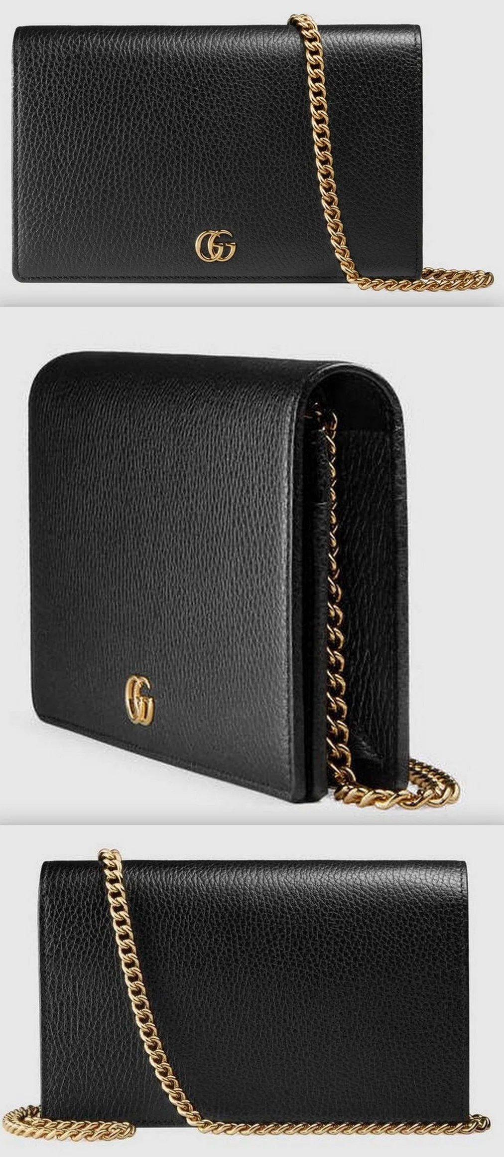 GG Marmont Leather Mini Chain Bag, Black