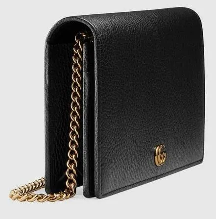 GG Marmont Leather Mini Chain Bag, Black