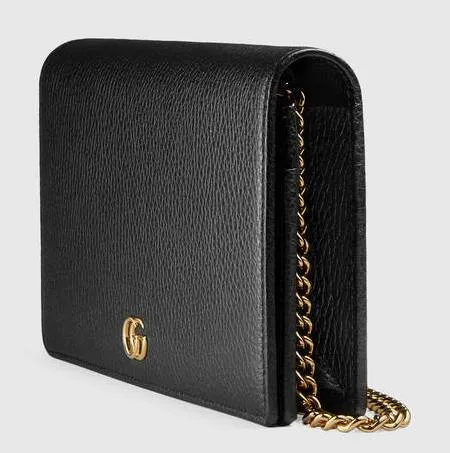 GG Marmont Leather Mini Chain Bag, Black