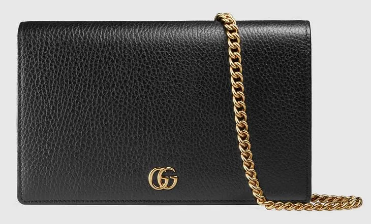 GG Marmont Leather Mini Chain Bag, Black