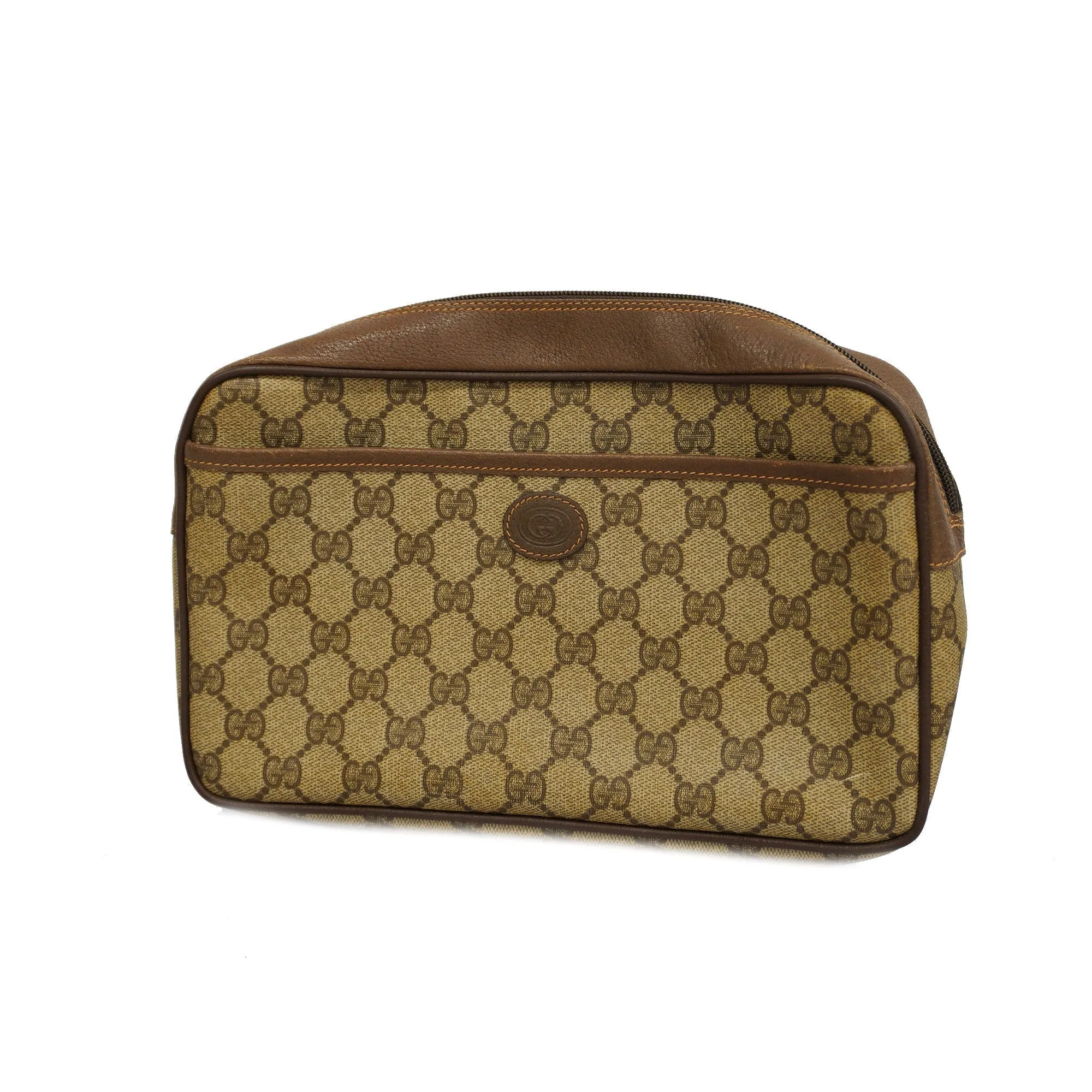 GUCCI  Clutch Bag 89.01.044 Women's GG Supreme Clutch Bag Beige,Brown