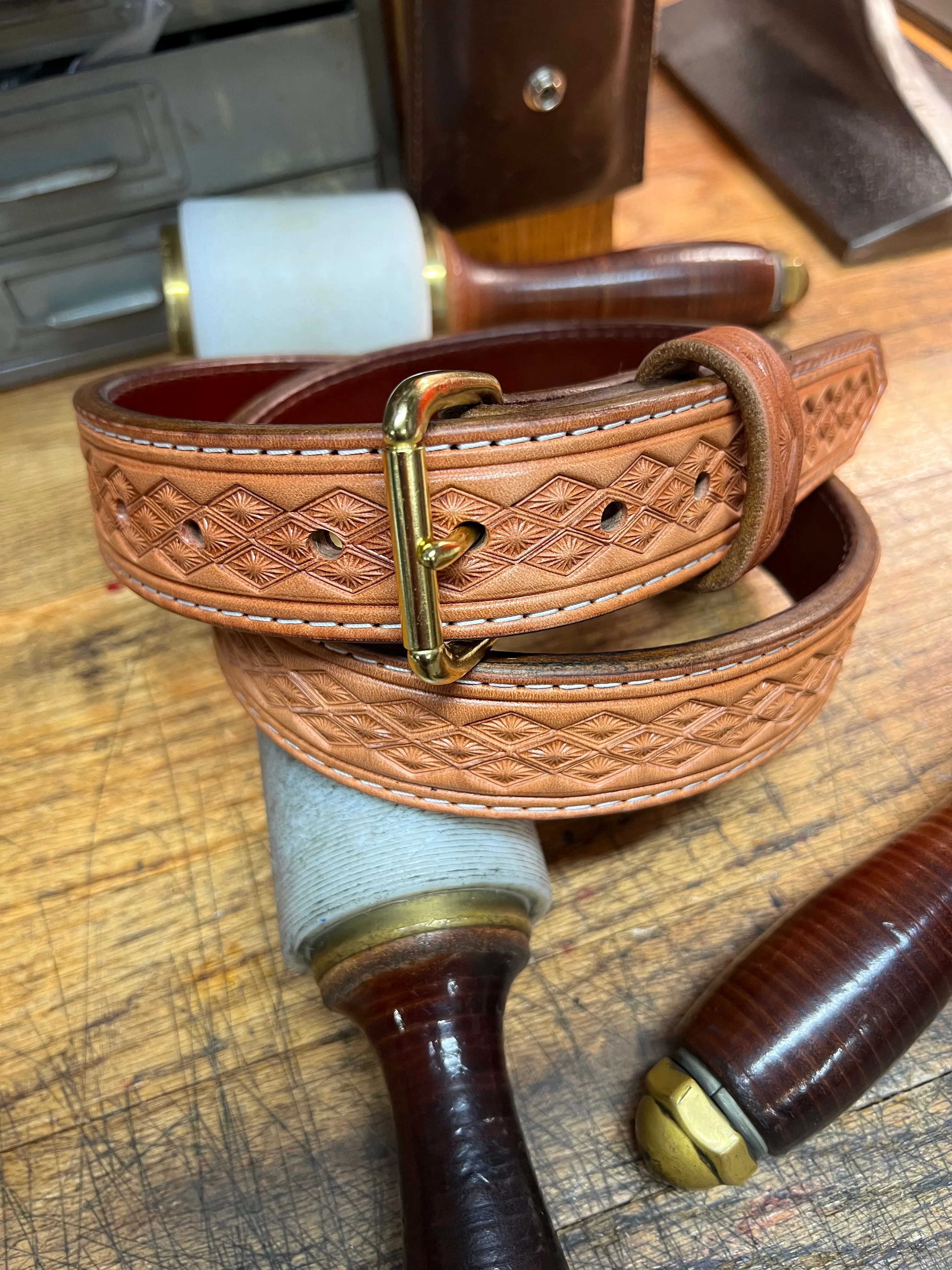 Handmade Custom Tooled & Stamped Belt