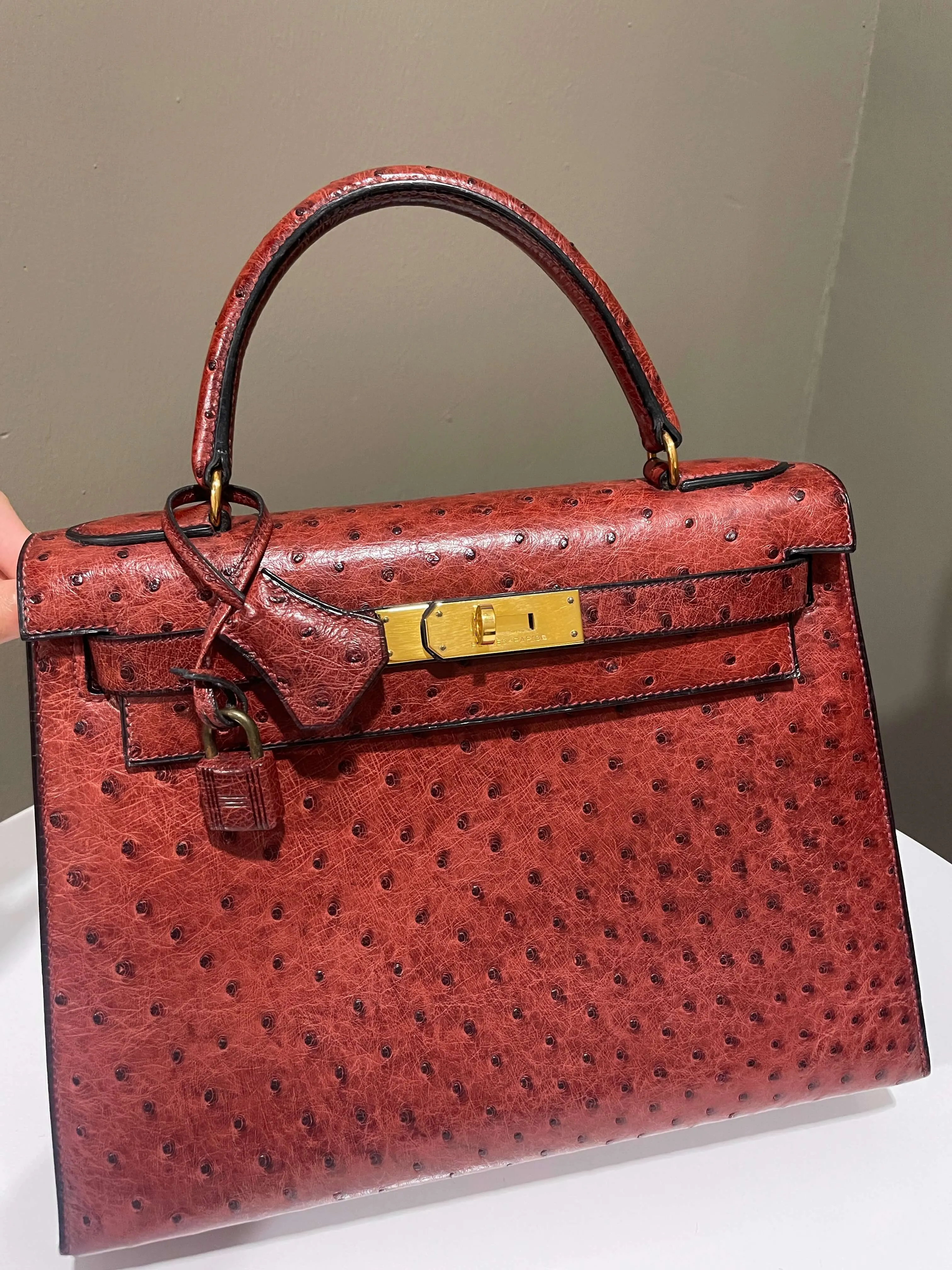 Hermes Kelly Sellier 28 Rouge H Ostrich