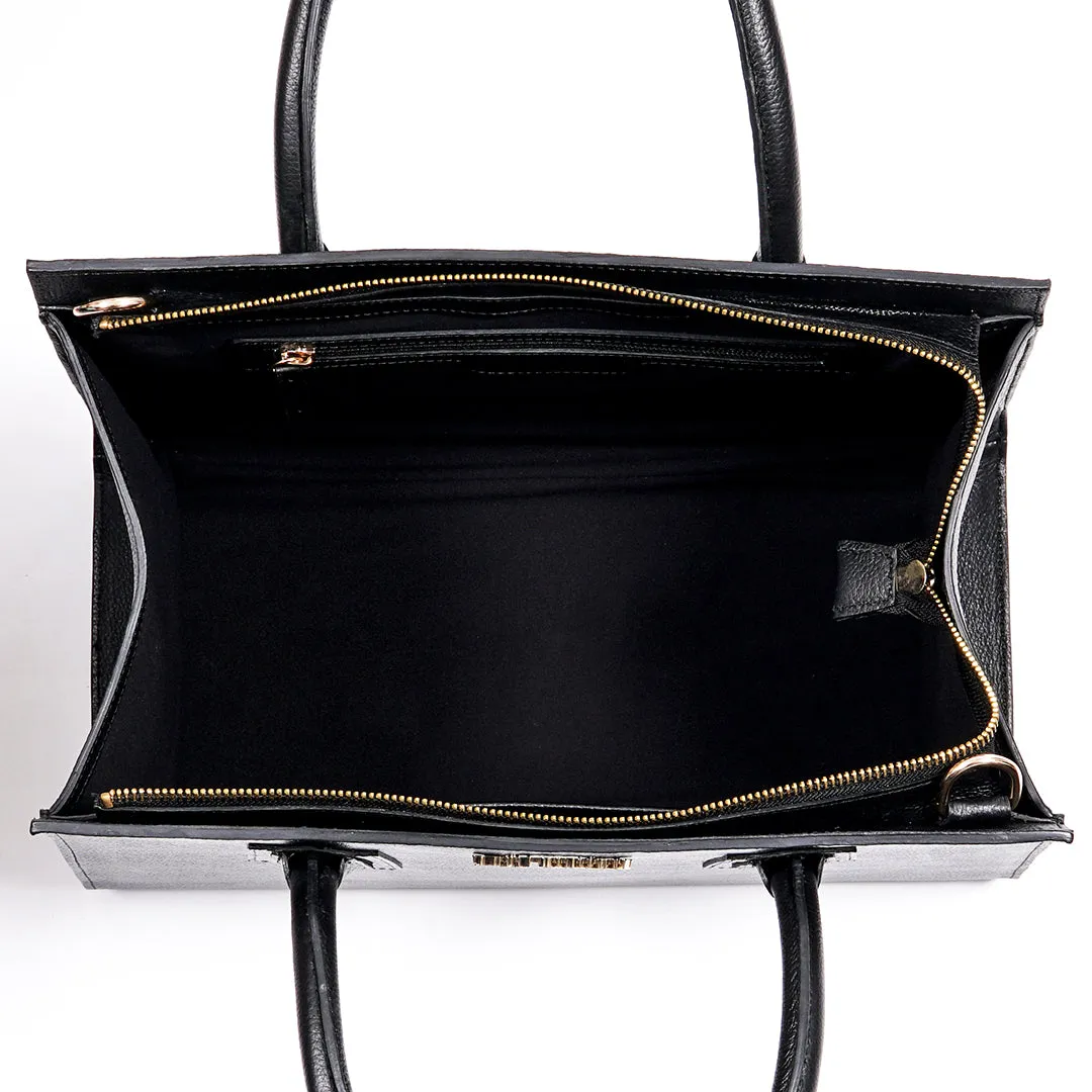 Kai Structured Black Cowhide Handbag