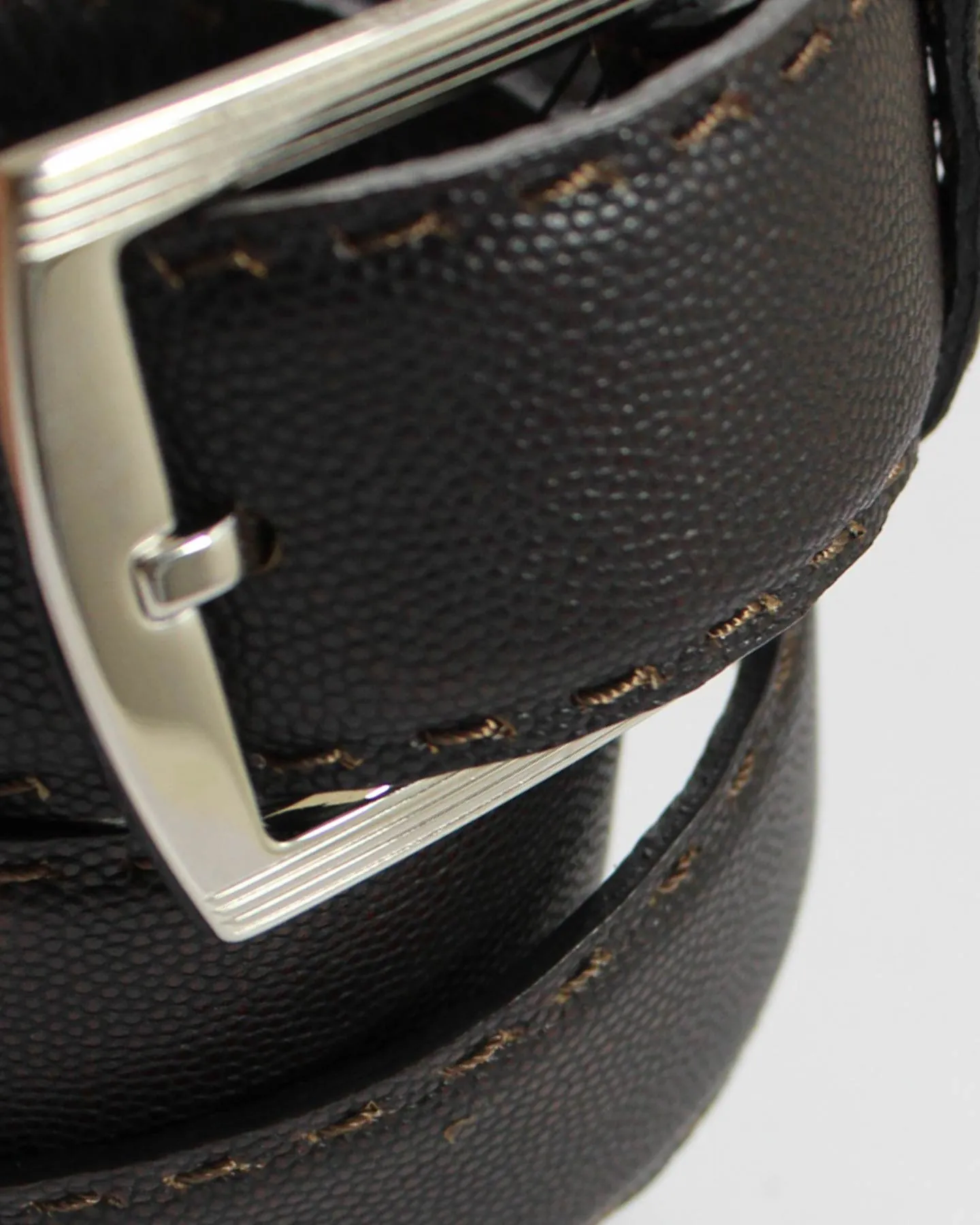 Kiton Belt Brown Grain Leather Men Belt 90/ 36