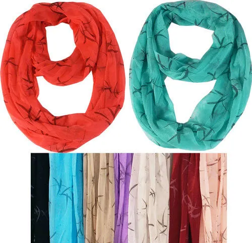 light weight infinity scarves with bamboo leafs Case of 60