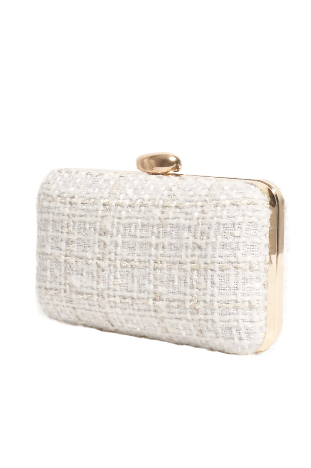 Luisa Boucle Structured Clutch White