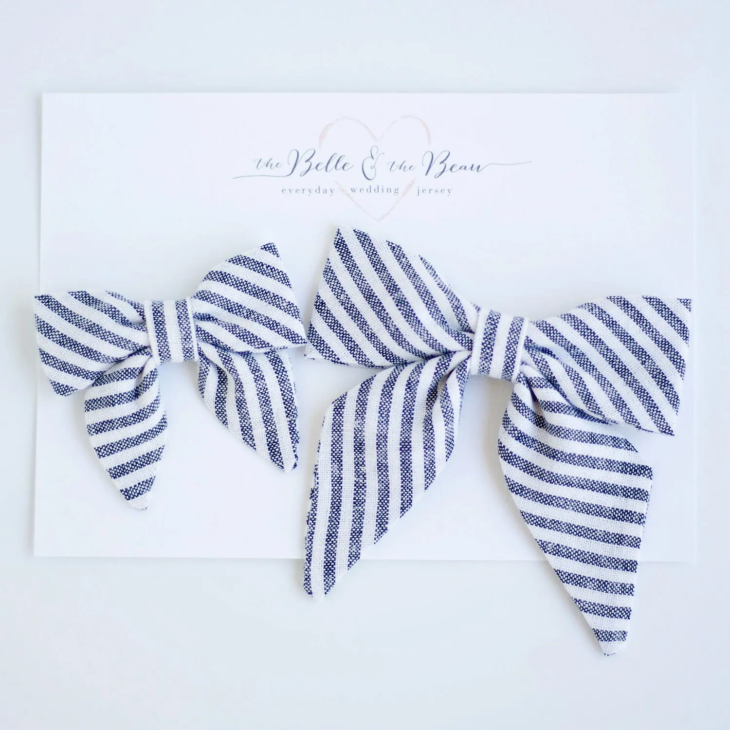 Men's Freestyle Self-Tie Bow Tie / Navy Linen Stripe