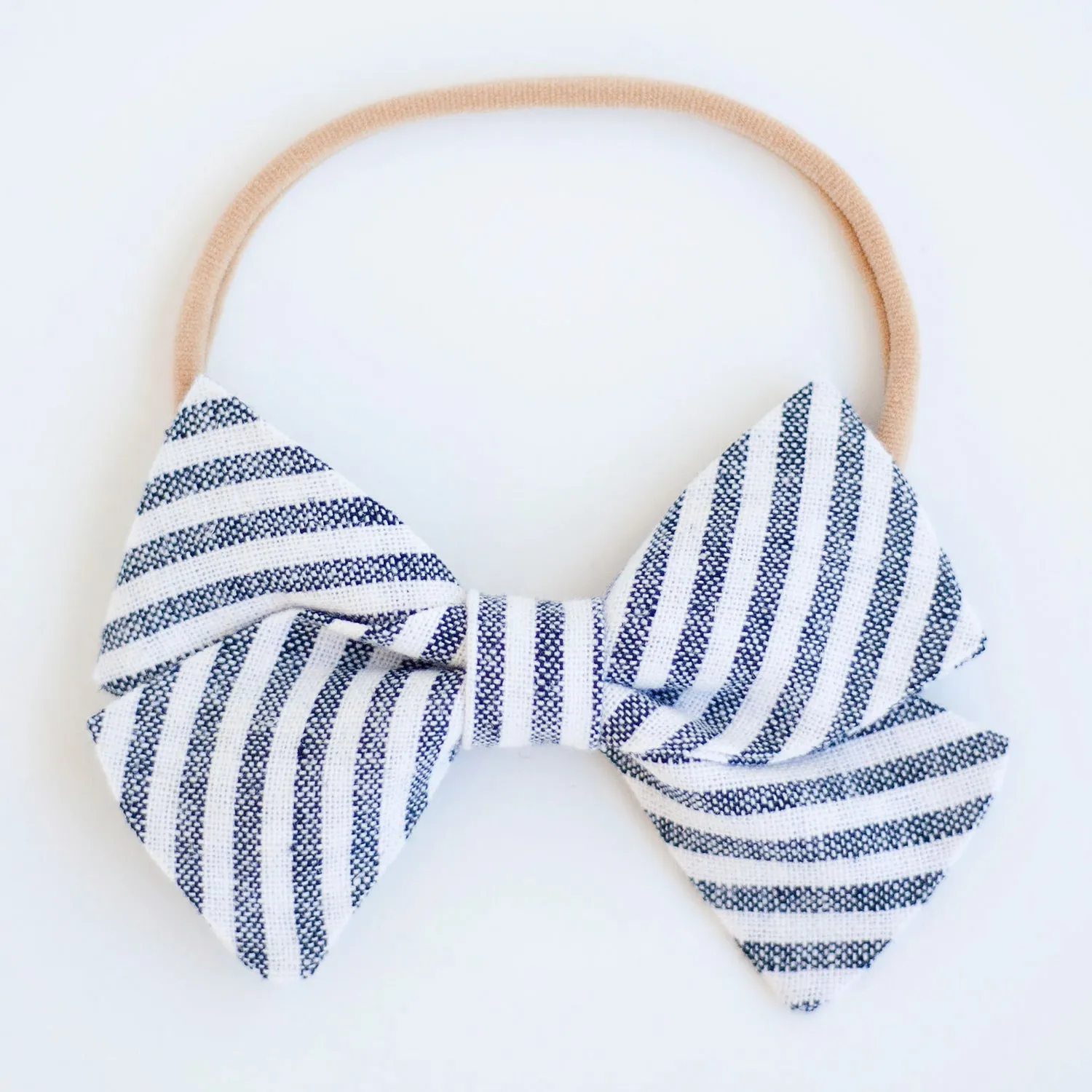 Men's Freestyle Self-Tie Bow Tie / Navy Linen Stripe