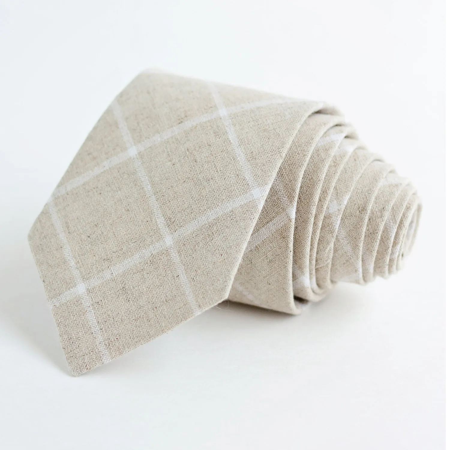 Men's Pocket Square / Natural Linen Window Pane